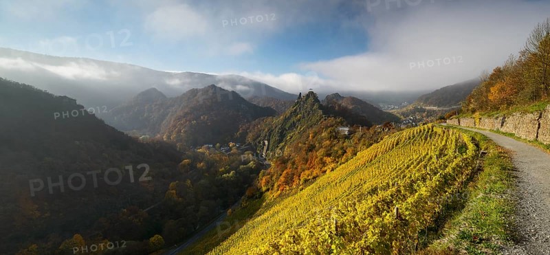 View from the Red Wine Trail of the castle ruins Are and Altenahr