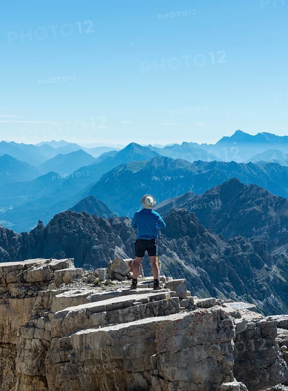 Hiker looking at landscape