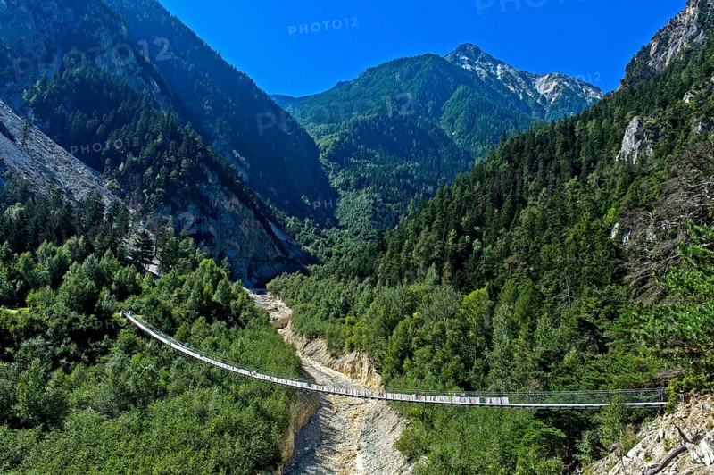 Traditional Bhutanese hanging walkway