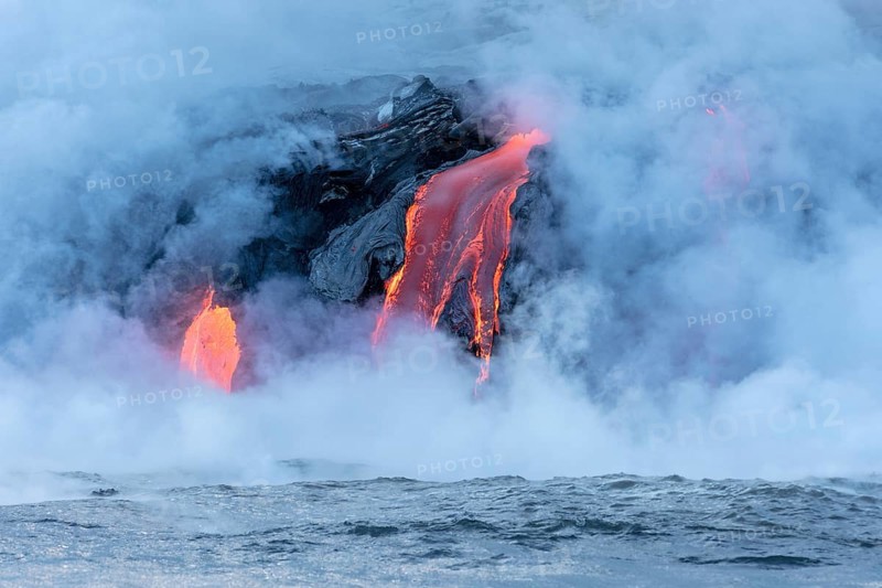 Lava entering ocean