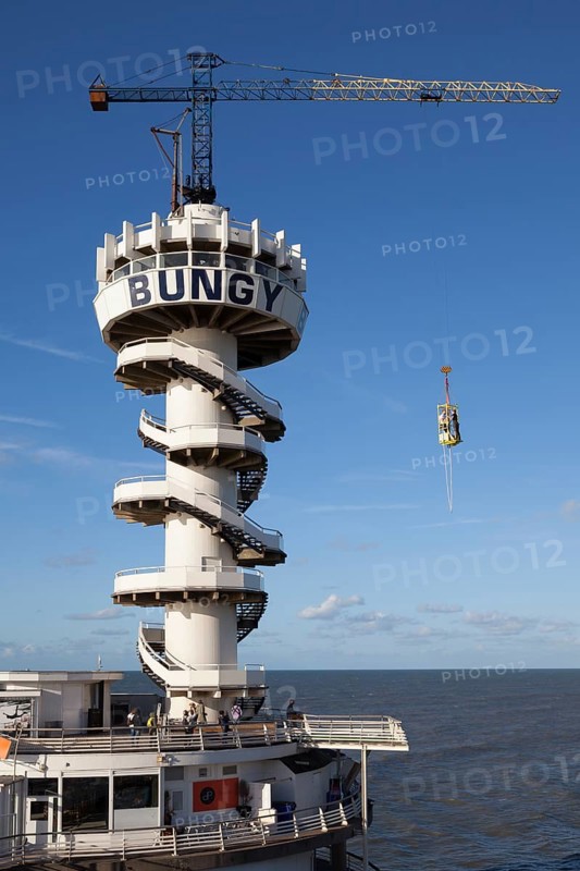 Bungee jump tower on the pier