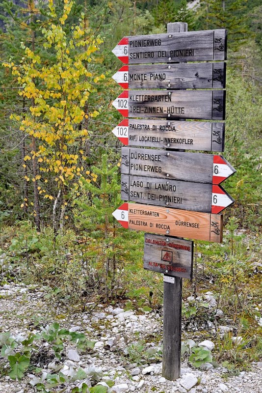 Signpost in the cave stone valley at Lake Durrensee