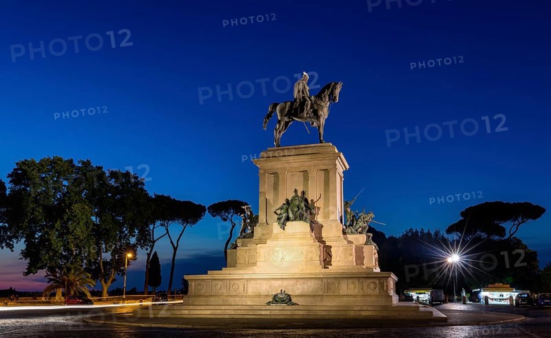 Illuminated Monument to Garibaldi at night
