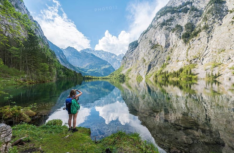 Hiker at Lake Obersee