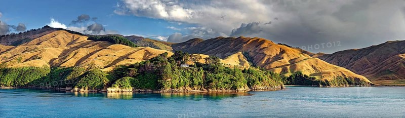deforested Coastal Mountains in Queen Charlotte Sound