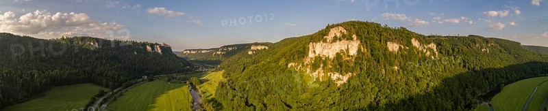 Panorama with Werenwag Castle on a rock spur