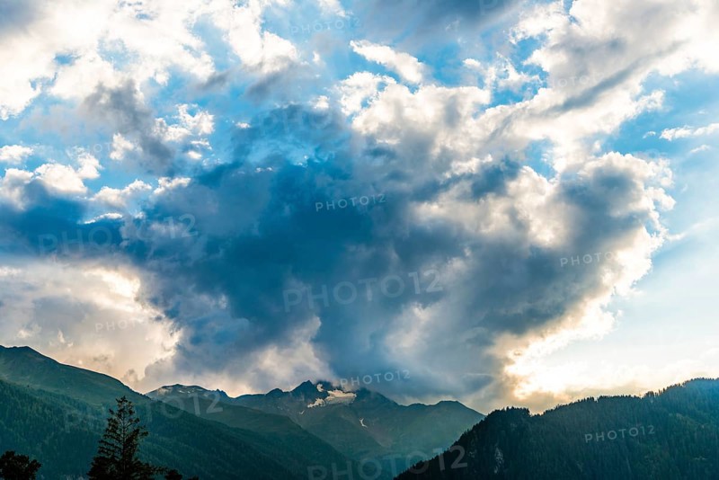 Dark clouds over Alpine panorama