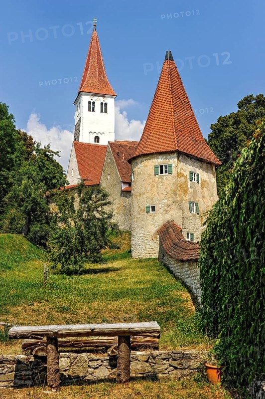 Medieval town wall with defensive defence tower
