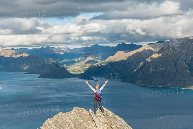 Female hiker on a rock