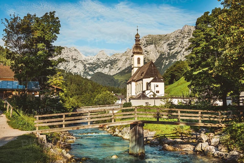 Parish church St. Sebastian with Ramsauer Ache
