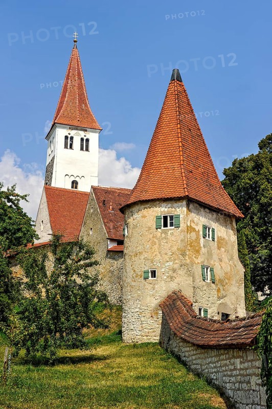 Medieval town wall with defensive defence tower