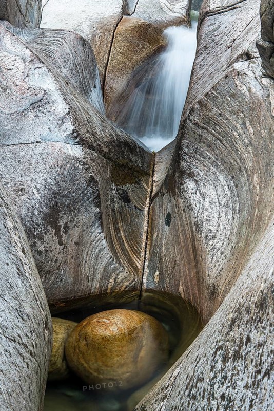 Colored rock structures and water