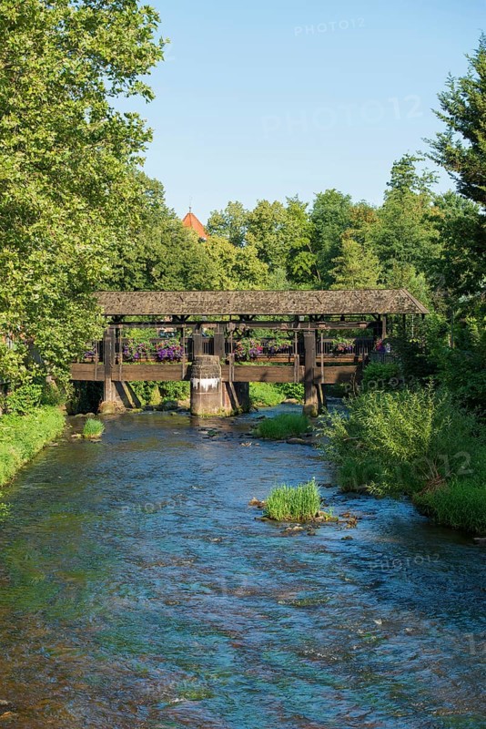 Historic wooden bridge over The Alb