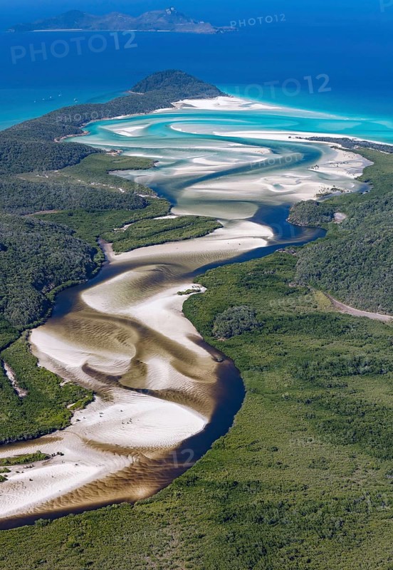 View downstream to Hill Inlet and Whitehaven Beach