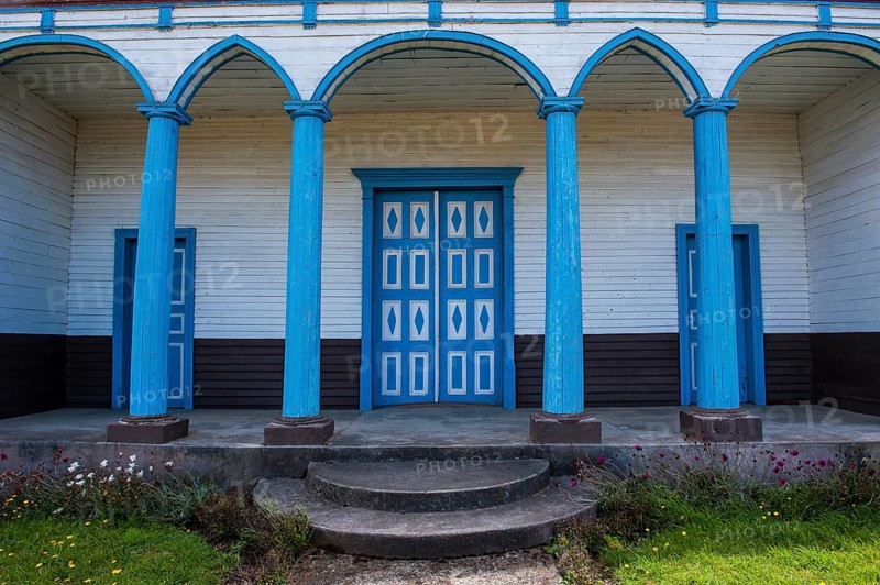 Blue painted entrance to the Unesco world heritage site