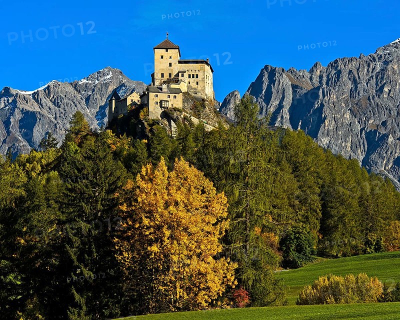 Autumn landscape with Tarasp Castle