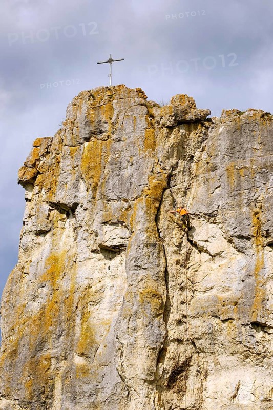Climbers on climbing rocks Burgstein