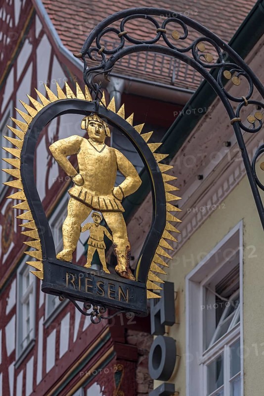 Hanging shop sign of the Gasthof Zum Riesen
