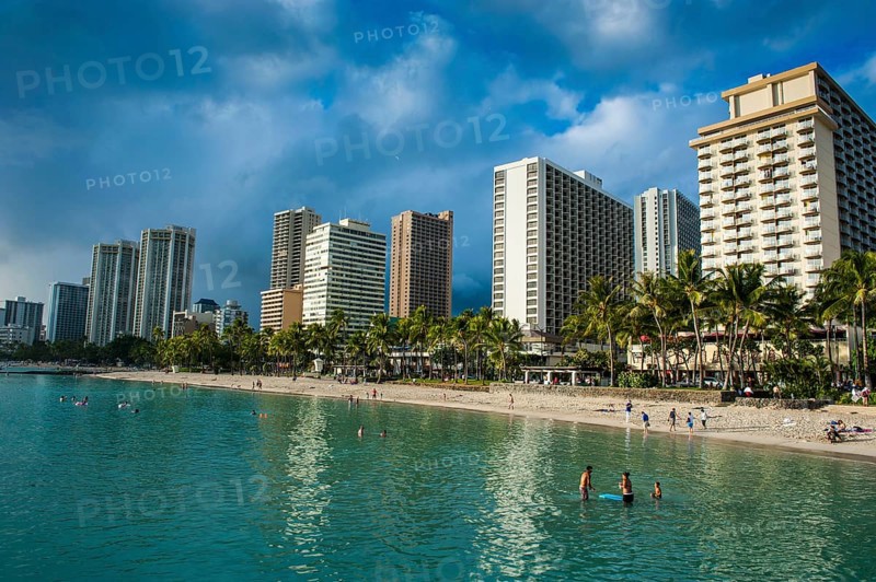 High rise hotels on Waikiki Beach