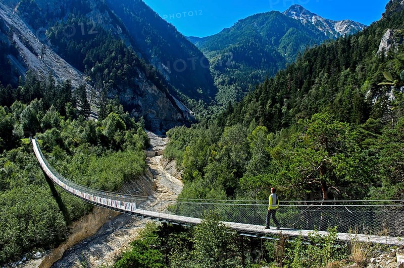 Traditional Bhutanese hanging walkway