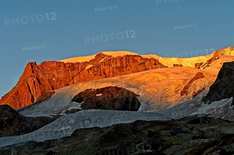 Morning sun at Monte Rosa Glacier