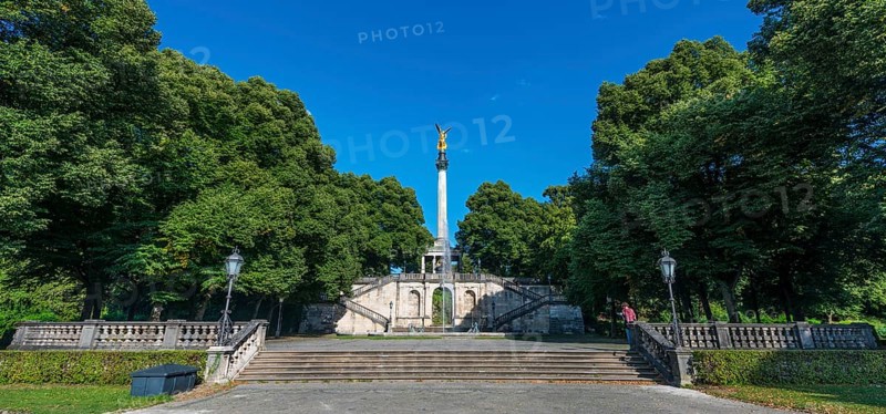 Maximilian Park with Angel of Peace and dolphin fountain