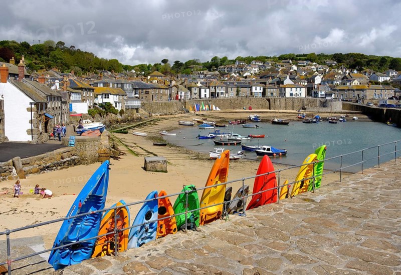 Colourful canoes at the fishing port