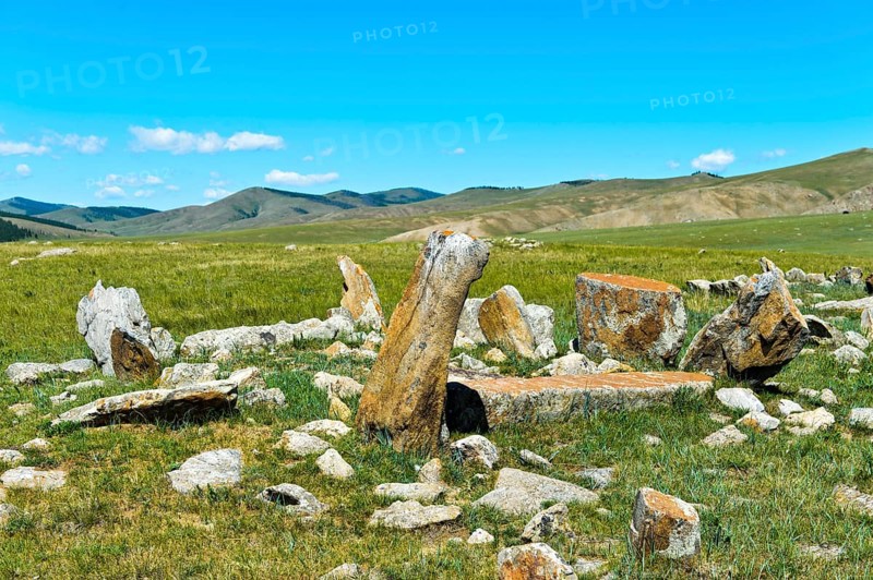 Ancient burial site with stag stones from the late Bronze Age