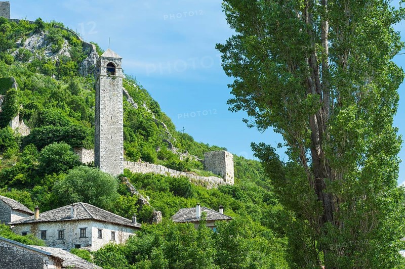 Sahat Kula clock tower in the medieval citadel of Pocitelj