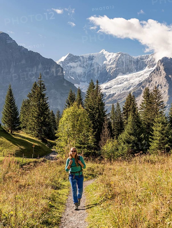 Hiker on the way to Bachalpsee