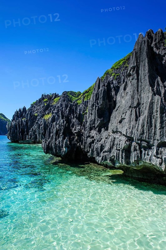 Crystal clear water with limestones