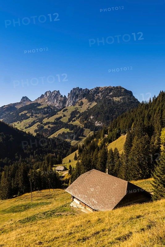 Mountain landscape at the Jaunpass in the Simmental