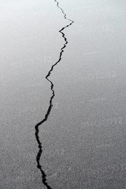 Crack in sheet of ice