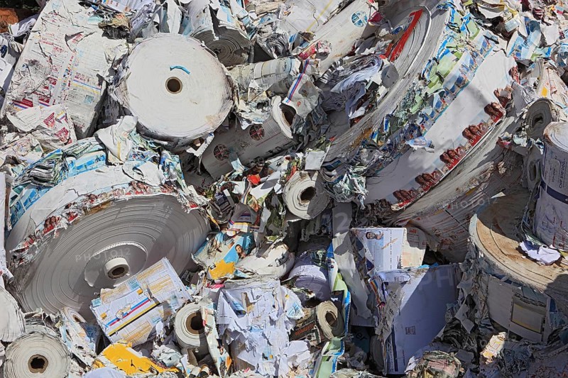 waste paper for recycling in a recycling plant
