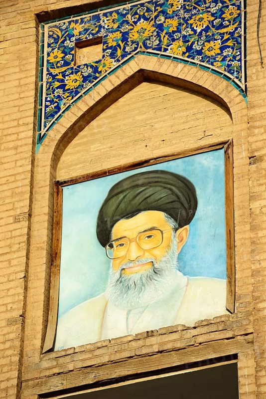 Portrait of Ayatollah Chamenei on the Ali Qapu Palace