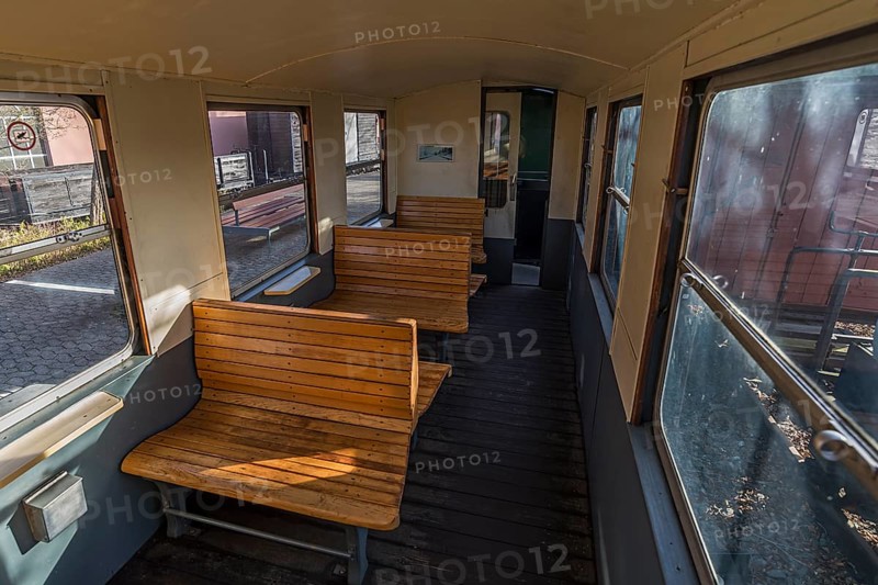 Passenger car with wooden benches of the Deutsche Reichsbahn around 1930