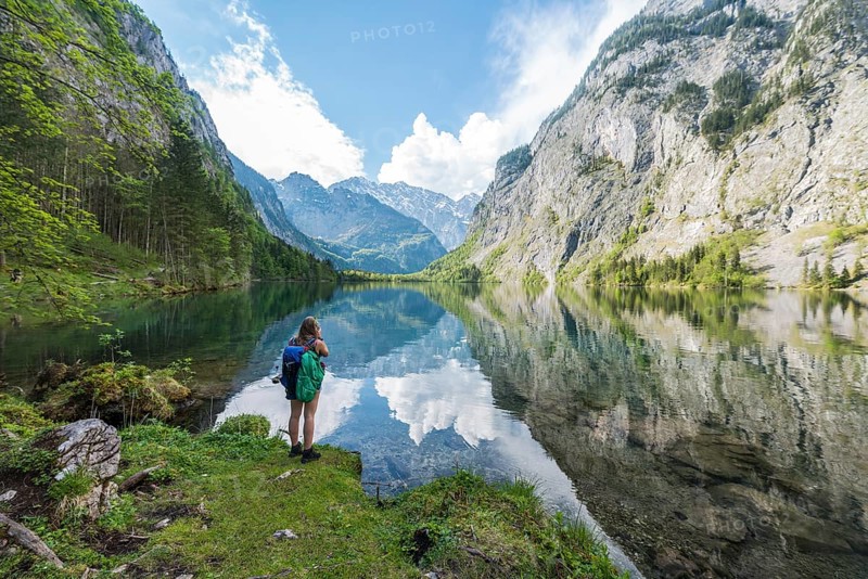 Hiker at Lake Obersee