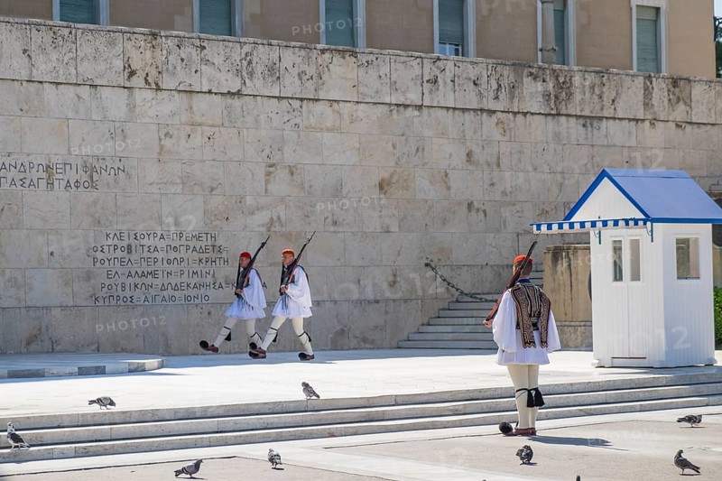 Changing of the guards in front of Parliament