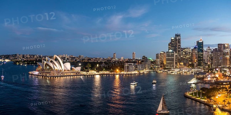 Circular Quay and The Rocks at dusk