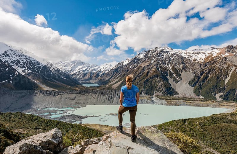 Hiker standing on rocks