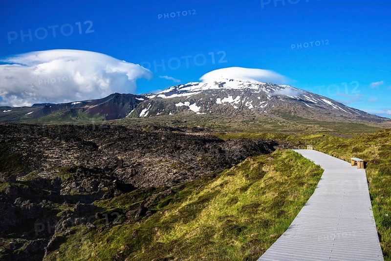 Boardwalk through volcanic rock