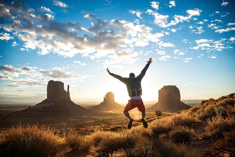 Young man jumping