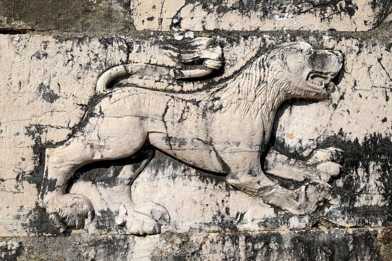 Relief of a lion on ruins of St. Nicholas Monastery Church