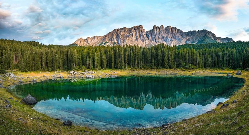Latemar Group reflected in the Lake of Carezza