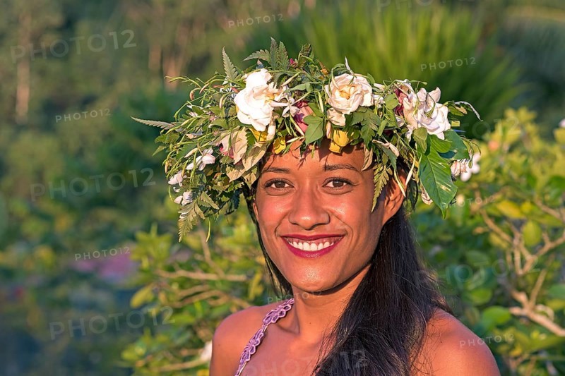 Young woman with flower wreath
