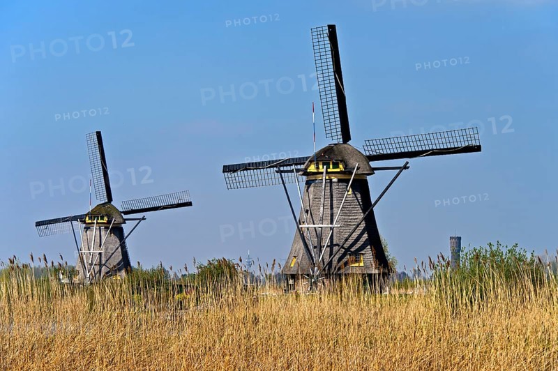 Two Dutch windmills