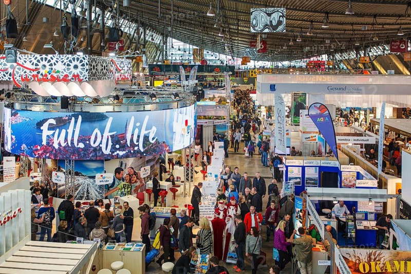 Exhibition hall with visitors
