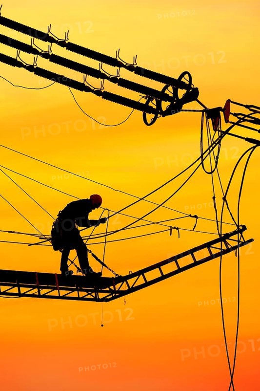 High-voltage engineer at work