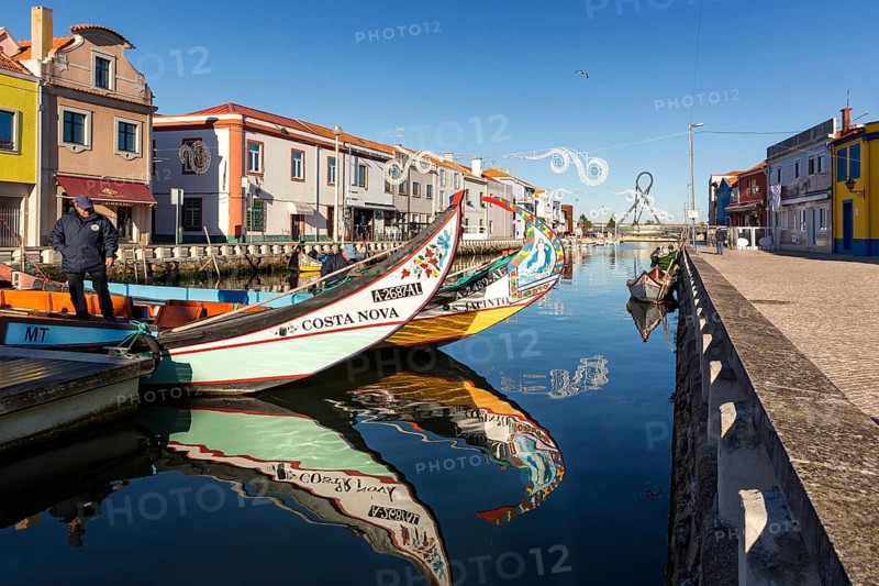 Moliceiro boat in a channel