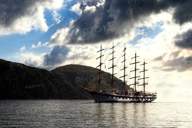 Royal Clipper in the old port of Lipari